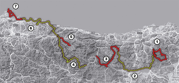 Bikecat Cantabria and Asturias Tour routes